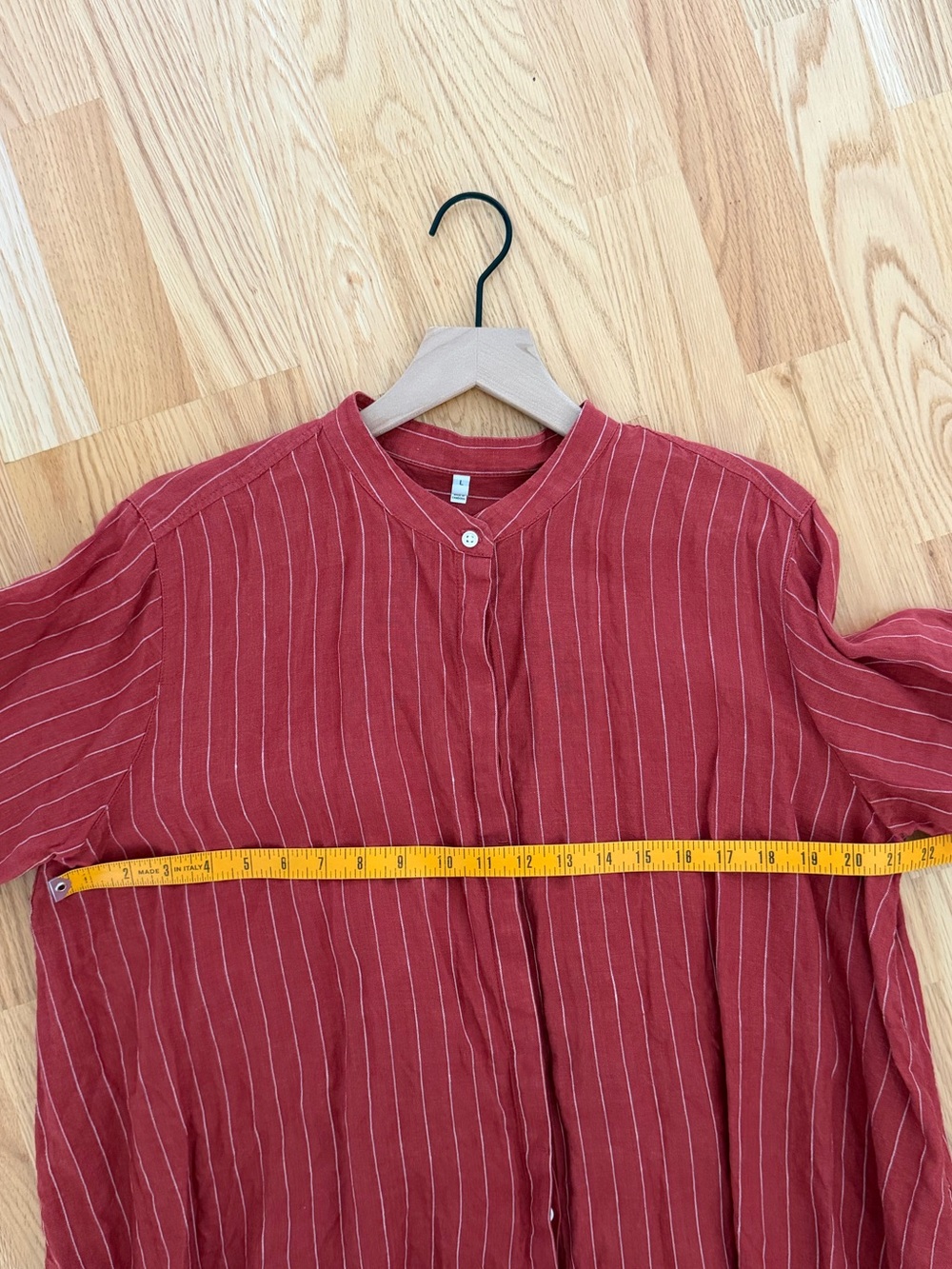 Muni linen pinstripe top Red L - Picture 6 of 9